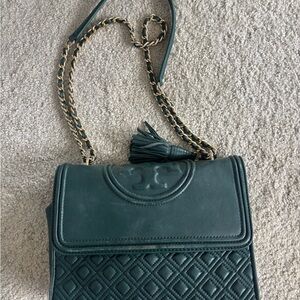 Green Quilted Leather Shoulder Bag